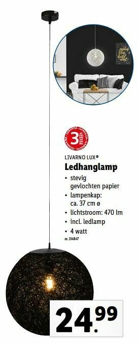 Lidl Livarno lux ledhanglamp aanbieding