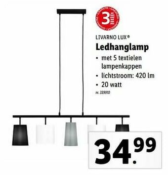 Lidl Livarno lux ledhanglamp aanbieding