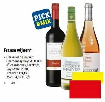 Lidl Chevalier de fauvert chardonnay pays d’oc igp aanbieding
