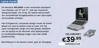 CompuDeals Newstar laptop stands nsls085grey aanbieding