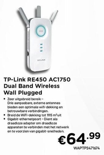 CompuDeals Tp-link re450 ac1750 dual band wireless wall plugged aanbieding