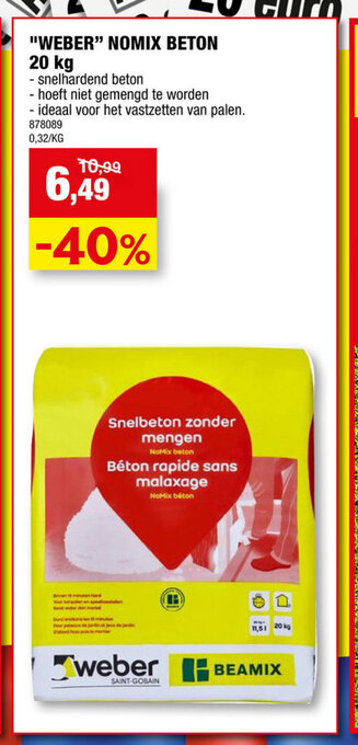 Hubo Weber Nomix Beton 20kg aanbieding