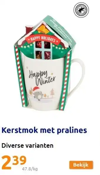 Action Kerstmok met pralines aanbieding