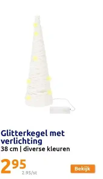 Action Glitterkegel met verlichting aanbieding