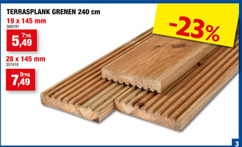 Terrasplank Grenen 240 cm