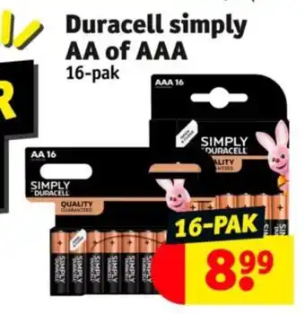 Kruidvat Duracell simply AA of AAA aanbieding