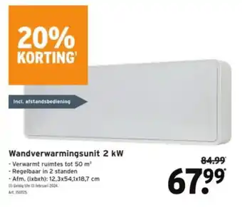 GAMMA Wandverwarmingsunit 2 kW aanbieding