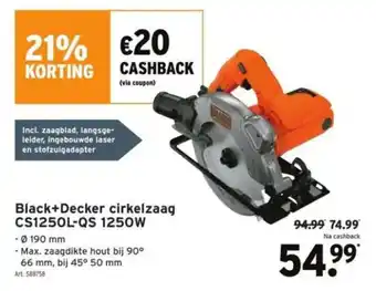 GAMMA Black+Decker cirkelzaag CS1250L-QS 1250W aanbieding