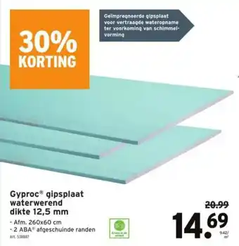 GAMMA Gyproc gipsplaat waterwerend dikte 12,5 mm aanbieding