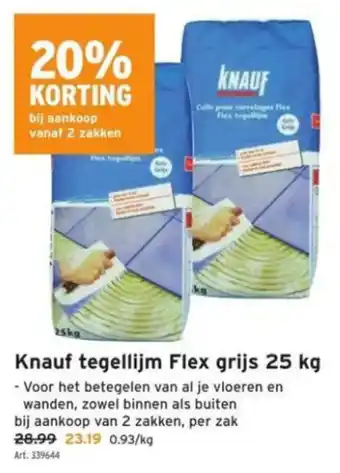 GAMMA Knauf tegellijm Flex grijs 25 kg aanbieding