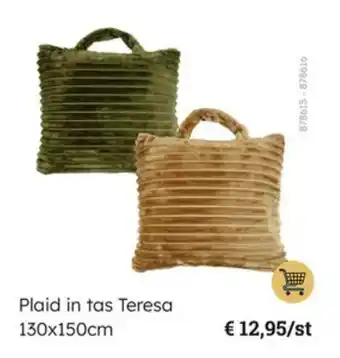 Multi bazar Plaid in tas Teresa 130 x 150cm aanbieding