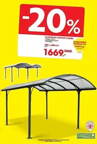 Hubo Aluminium carport dubbel aanbieding