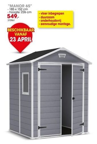 Hubo Tuinhuis in kunststof manor 65 aanbieding