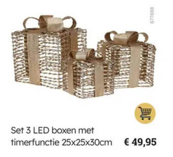 Multi bazar Set 3 LED boxen met timerfunctie 25 x 25 x 30cm aanbieding