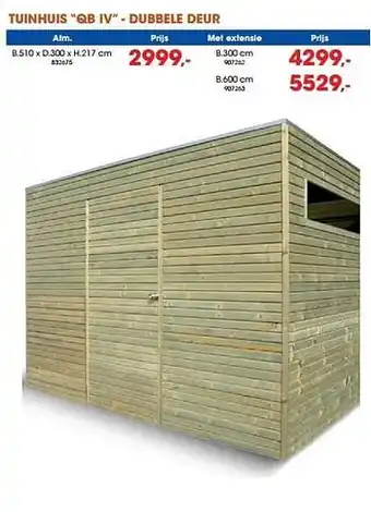 Hubo Tuinhuis qb iv dubbele deur aanbieding