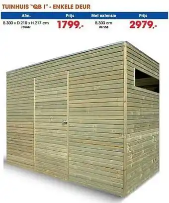 Hubo Tuinhuis qb l enkele deur aanbieding