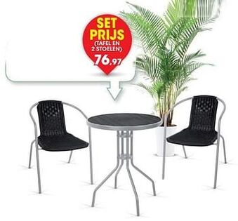 Hubo Tafel en 2 stoelen aanbieding