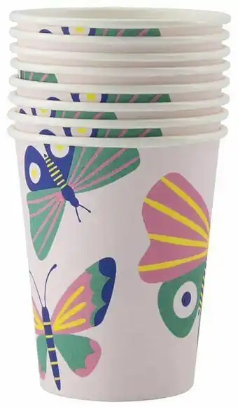 HEMA HEMA Kartonnen Bekers 250ml Vlinder - 8 Stuks aanbieding