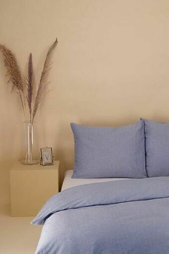 HEMA HEMA Dekbedovertrek - Chambray Katoen Lichtblauw (lichtblauw) aanbieding