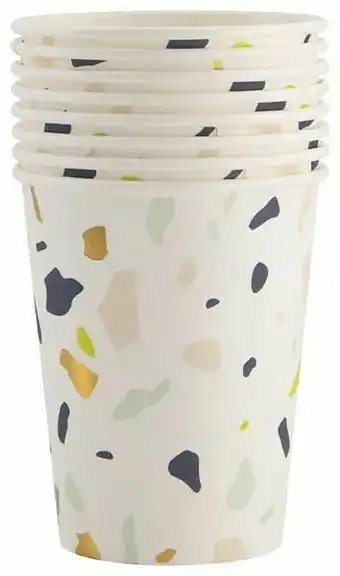 HEMA HEMA Papieren Bekers - 250 Ml - Terrazzo - 8 Stuks aanbieding