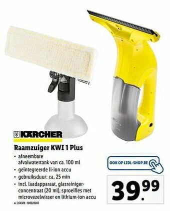 Lidl Kärcher raamzuiger kwi 1 plus aanbieding