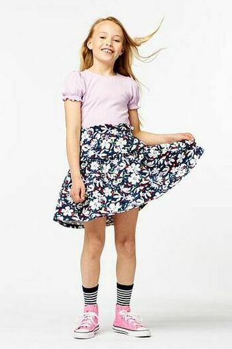 HEMA HEMA Kinder Rok Bloemen Donkerblauw (donkerblauw) aanbieding