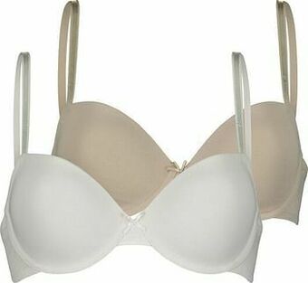 HEMA HEMA Padded T-shirt Bh Katoen - 2 Stuks Beige (beige) aanbieding