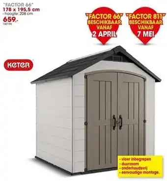 Hubo Tuinhuis in kunststof factor 66 aanbieding
