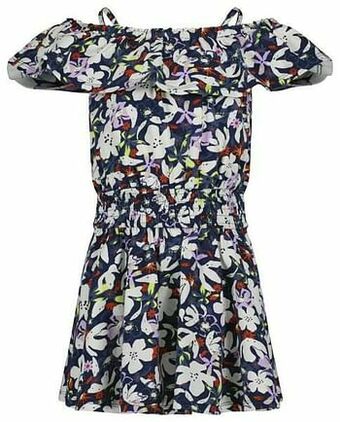 HEMA Kinderjurk Bloemen Donkerblauw (donkerblauw)
