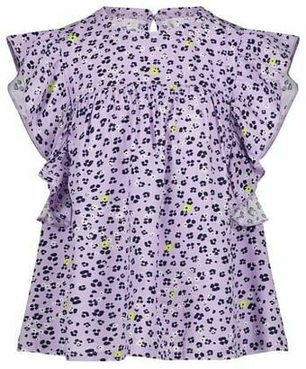 HEMA Kinder Singlet Ruffle Bloemen Paars (paars)