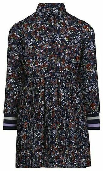 HEMA Kinderjurk Plissé Bloemen Donkerblauw (donkerblauw)