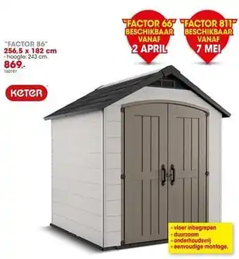 Hubo Tuinhuis in kunststof factor 86 aanbieding