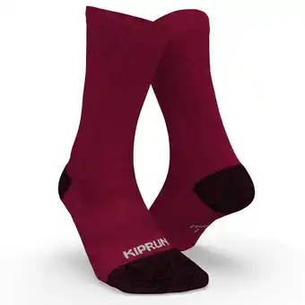 Decathlon Halfhoge hardloopsokken run900 merino bordeaux aanbieding