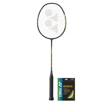 Decathlon Badmintonracket astrox cs zwart geel + snaren bg 65 aanbieding