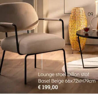 Multi bazar Lounge stoel Dillon stof Basel Beige 66 x 72 x H79cm aanbieding