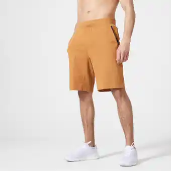 Decathlon Fitness short voor heren 500 geelbruin aanbieding