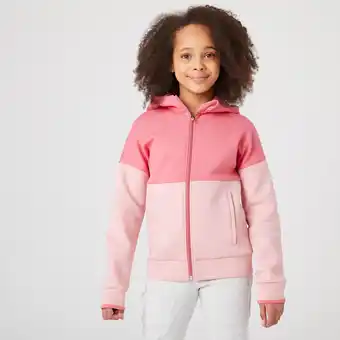 Decathlon Hoodie met rits voor kinderen ademend katoen 900 roze aanbieding