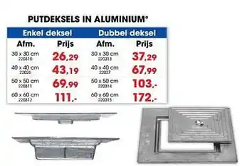 Hubo Putdeksels in aluminium aanbieding