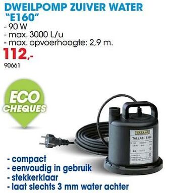 Hubo Tallas dweilpomp zuiver water e160 aanbieding