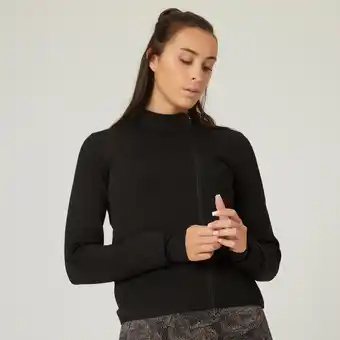 Decathlon Sweatvest voor fitness dames 500 spacer zwart aanbieding