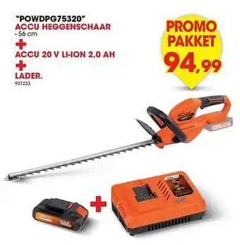 Hubo Powerplus powdpg75320 accu heggenschaar + accu 20 v li-ion 2,0 ah + lader aanbieding