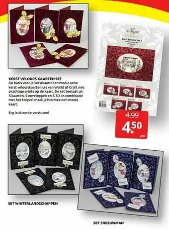 Kerst velours kaarten set