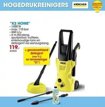 Hubo Kärcher hogedrukreinigers k2 home aanbieding