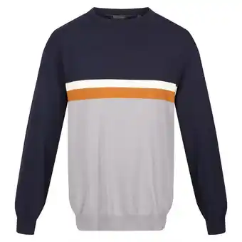 Decathlon Heren kaelen colour block gebreide trui (marine / stormgrijs) aanbieding
