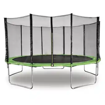 Decathlon Trampoline yoopi - ø 4,60 m - groen - met net + ladder + hoes + ankerset aanbieding