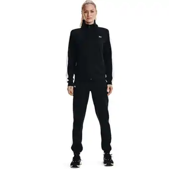 Decathlon Trainingspak under armour tricot, zwart, dames aanbieding