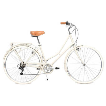 Decathlon Stadsfiets 28 capri niza crèmekleurige, laag frame aanbieding