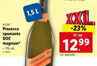 Lidl ALLINI Prosecco spumante DOC magnum 11% vol. 1.5L aanbieding