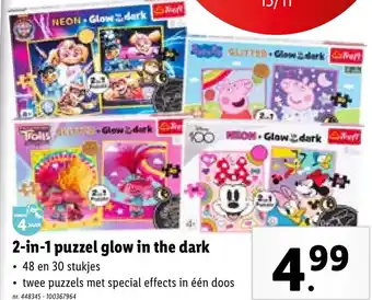 Lidl 2-in-1 puzzel glow in the dark aanbieding