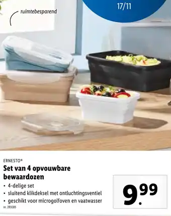 Lidl ERNESTO Set van 4 opvouwbare bewaardozen aanbieding